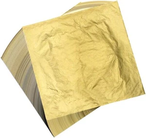 100 pezzi fogli di foglia oro 16x16cm Fogli Argento d'imitazione foglia d oro pe - Foto 1 di 12