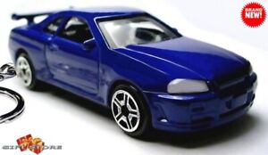 HTF RARE KEY CHAIN BLUE NISSAN SKYLINE GTR GT R R34 DRIFT CAR CUSTOM LTD EDITION