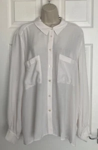 NEW M&S Ladies Ivory Button Through Long Sleeve Shirt Size 24 - Picture 1 of 3