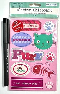 Colobok Glitter Cat Chipboard Stickers Scrapbooking Embellishment Card - Picture 1 of 1