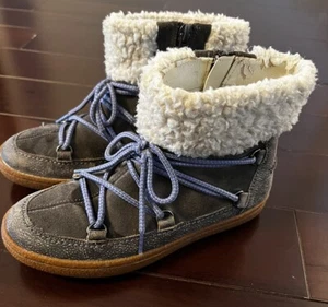 Clarks Girls Boots Snugglewall Grey Zipper Lace Up Boots US Size 1.5 M - Picture 1 of 6