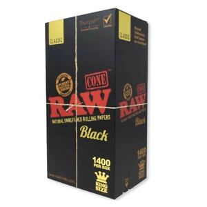 RAW BLACK KING Size Pre-Rolled Cones 1400ct Bulk Box - FREE SHIPPING USA