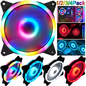 1-4 Pack RGB LED Quiet Computer Case PC Cooling Fan Light for Computer Cooler - Picture 1 of 51