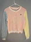 Teddy Fresh Button-Up Gingham Cardigan Women’s Size M New With Tags