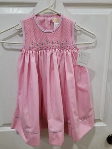 RARE Petit Ami- Size 12 months,Dress & Bloomer Pink,Blue, Pearl Smocked details  - Picture 1 of 8