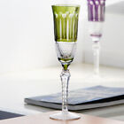 Bohemian Style Green Champagne Flute Glasses Hand Cut To Clear Crystal Glass 5oz