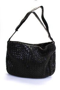 Bottega Veneta Womens Intrecciato Zipper Closure Shoulder Handbag Black