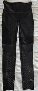 Spanx Leggings Women's Medium Black Faux Leather Motorcycle Pants Compression - Picture 1 of 8