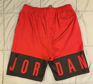 Vintage Nike Air Jordan SweatShorts/Faux Leather Jumpman Men Sz XL Red/Black Y2K - Picture 1 of 17