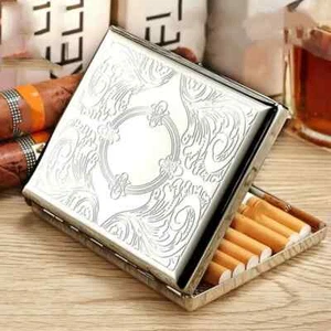 Victorian Style Cigarette Metal Case Double Sided King Etched design RFID - Picture 1 of 5
