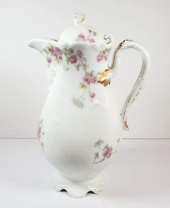 Limoges France A. Lanternier Schokolade/Kaffeekanne Rosendekor ca. Anfang 20. Jh. - Bild 1 von 9