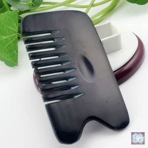 Herramienta de masaje de cabeza natural de cuerno de búfalo negro guasha Gua Sha cura saludable - Imagen 1 de 3