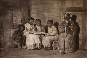SUNDAY MORNING IN VIRGINIA BLACK AMERICANA HISTORY Photogravure 1880s G7 - Picture 1 of 5
