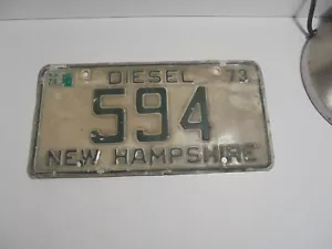 Vintage NH New Hampshire License Plat Barn Find 73 1973 DIESEL 594 - Picture 1 of 2