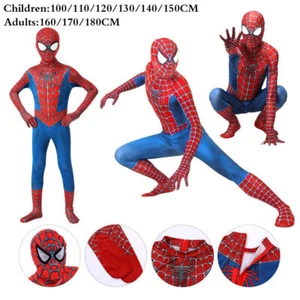 Raimi Spiderman Adult Men Kids Boys Cosplay Costume Jumpsuit Party Fancy Dress - Picture 1 of 18