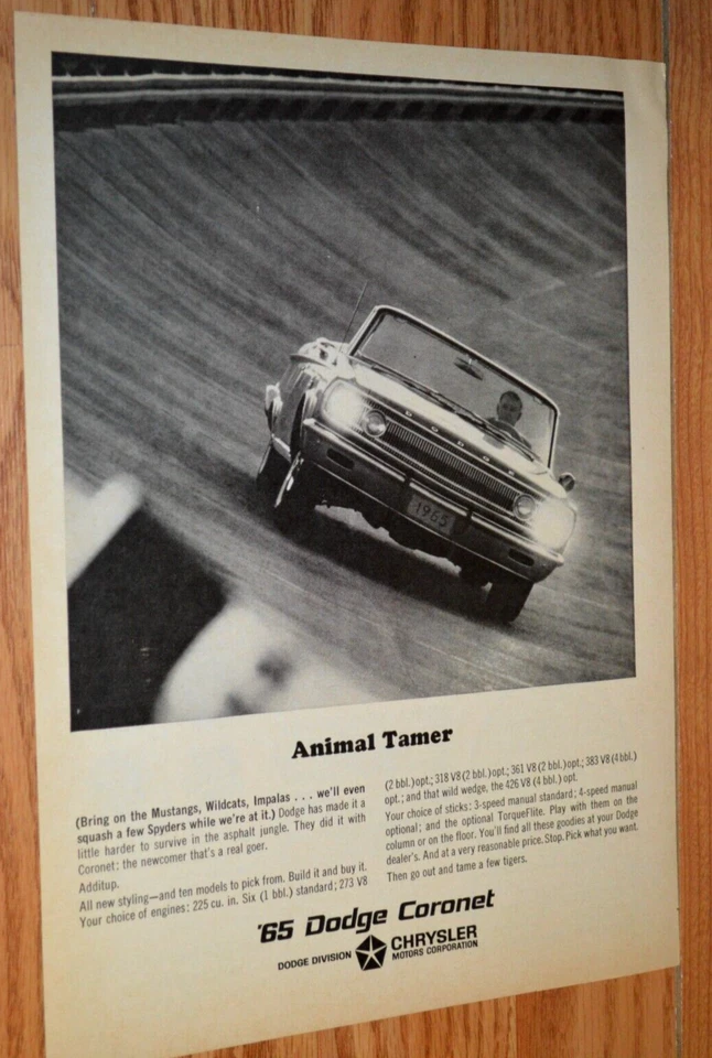 Dodge Coronet 1965 convertible original vintage anuncio impreso anuncio-67 383 Foto 1 de 1
