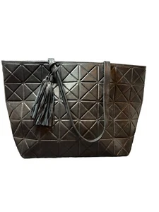 Clever Carriage Co Genuine Leather Black Tote Handbag Diamond Adjustable Tassel - Picture 1 of 6