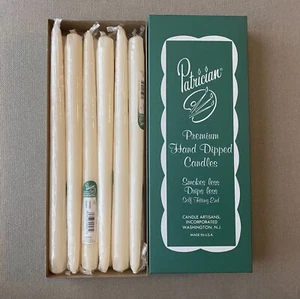 Patrician Taper Candles 12 Inch Ivory Set of 12 Dozen Hand Dipped - Picture 1 of 3