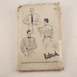 Butterick 8236 Vintage Sewing Pattern Men's Shirt Neck 16" 15 Pattern Pieces