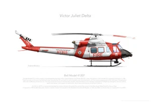 BELL 412 VH-VJD NSW RFS 2024 - A3+ Profile Print - Foto 1 di 4