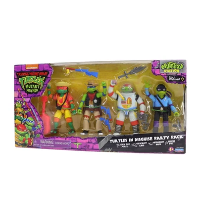 TMNT Mutant Mayhem Turtles In Disguise Party Pack 4 Figures Playmates Toys New - Image 1 of 4