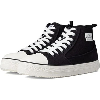 Thorogood 男式 6.5 米黑色白色帆布中安全鞋头工作鞋系带 LB1-21 — 第 1/4 张图片