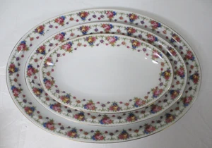 VINTAGE Made In Czechoslovakia Gold Trimmed Floral Set of 3 Platters - Picture 1 of 4