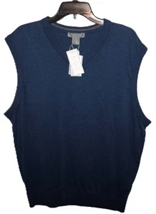 Cremieux Signature V-Neck Sweater Vest XL Navy Blue Cashmere & Supima NWT - Picture 1 of 3