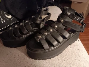Demonia Skull Sandles Women's 9 (Gothic, Punk, Biker) - Picture 1 of 3