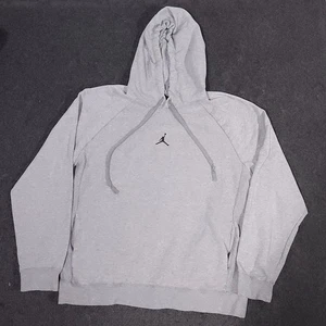 Nike Air Jordan Dri-Fit Hoodie Mens XL Gray Pullover Fleece Lined Jumpman Logo - Picture 1 of 16