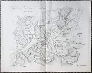 c1850 Schleswig-Holsteinische Erhebung Gudsoe Dänemark Stahlstich-Schlachtplan - Imagen 1 de 1