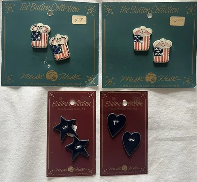 Mill Hill Botón Cerámico Pintado a Mano Lote de 8 Corazones Estrellas Conejito Patriótico Nuevo Foto 1 de 4