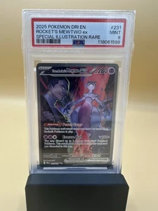 2025 POKEMON DRI EN-DESTINED RIVALS #231 TEAM ROCKET'S MEWTWO EX PSA 9 - Picture 1 of 2