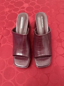 Sandalias de tacón de plataforma glamorosas borgoña oscura para mujer, talla 9 - Imagen 1 de 6