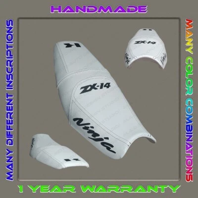 CUSTOM Seat Cover KAWASAKI NINJA ZX-14 (ZZR1400) 06-11 (1 gen) white+black - Image 1 of 4