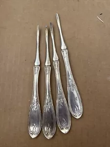 Set Of 4 vtg Silver Plated Nut Picks “Maria” - Picture 1 of 4