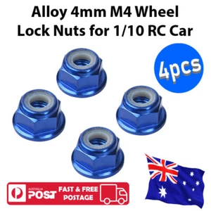 Alloy 4mm M4 Wheel Lock Nuts for 1/10 RC Car - Blue Colour - Pack of 4 - Picture 1 of 3