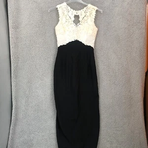 DE COLECCIÓN Scott McClintock Vestido Mujer 6 Negro Blanco Encaje Victoriano Baile de graduación Noche - Imagen 1 de 10