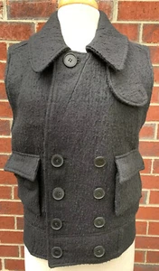 Alexander Wang Womens Designer Moto Vest Button Wool Blend Black Heavyweight - Picture 1 of 7