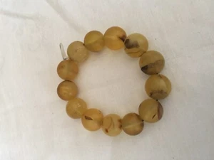 Natural Baltic Amber Stretchy Bracelet (Big Green / Lemon Round Beads 15mm) New - Picture 1 of 6