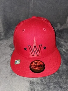 NEW ERA 59 FIFTY WASHINGTON NATIONALS BATTING PRACTICE RED MESH FITTED HAT SZ 7 - Picture 1 of 8