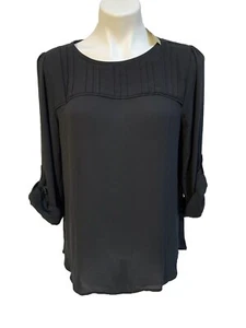 LOFT LARGE PETITE Black Long Sleeve Round Neck Blouse Dressy Lightweight Top - Picture 1 of 15