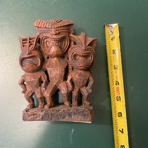 Estatua de 3 figuras Tiki/Tribal: hombre-mujer-niño - ¡¡¡Aspecto impresionante!!! - Hawaii? - Imagen 1 de 11