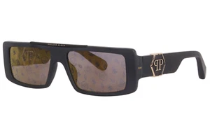 PHILIPP PLEIN SPP003M 703L Sunglasses Matte Black Frame Gold Mirror Lenses 58mm - Picture 1 of 4