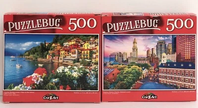 2 NEW 500 Piece Jigsaw Puzzle Puzzlebug Boston Historic Skyline, Lake Como Italy - Image 1 of 4