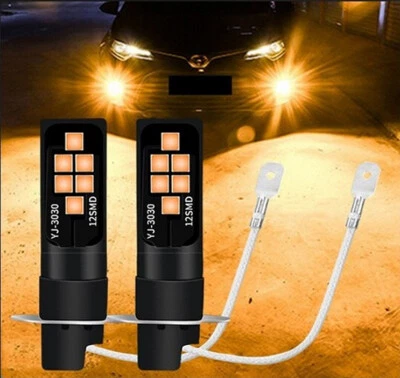Ampoules H3 LED 12SMD Orange pour feux antiBrouillard Auto Moto 12V - Photo 1/3