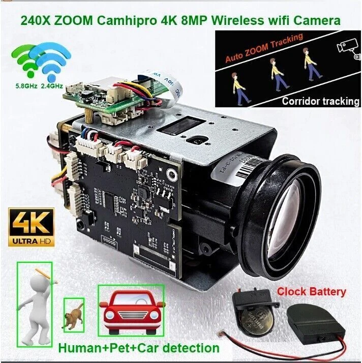 Camhi 4K 8MP 240X Zoom Auto Tracking Wifi Wireless IP Camera IMX415 SD 256GB - Image 1 of 4