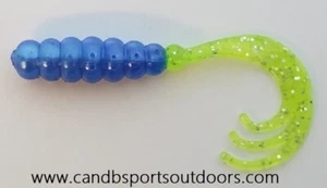 AWD BAITS WOW GRUBS - 2" BLUE PEARL/CHARTREUSE SILVER GLITTER 20PK (WG35) - Picture 1 of 1