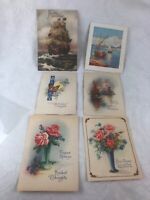 6 X VINTAGE GREETING CARDS  FRONTS ONLY-LOVELY IMAGES-GOOD FOR SCRAPBOOKING