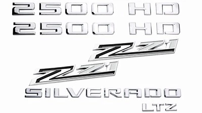 6x Fit Silverado 2500HD 2019-22 emblema de puerta plateado negro Z71 LTZ insignia Foto 1 de 4